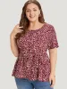 Leopard Knotted Flutter Hem Crew Neck Blouse sold by Bloomchic
