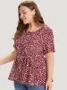 Leopard Knotted Flutter Hem Crew Neck Blouse sold by Bloomchic