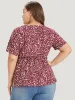 Leopard Knotted Flutter Hem Crew Neck Blouse sold by Bloomchic