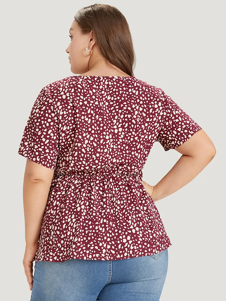 Leopard Knotted Flutter Hem Crew Neck Blouse sold by Bloomchic product image thumbnail 2