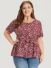 Leopard Knotted Flutter Hem Crew Neck Blouse sold by Bloomchic
