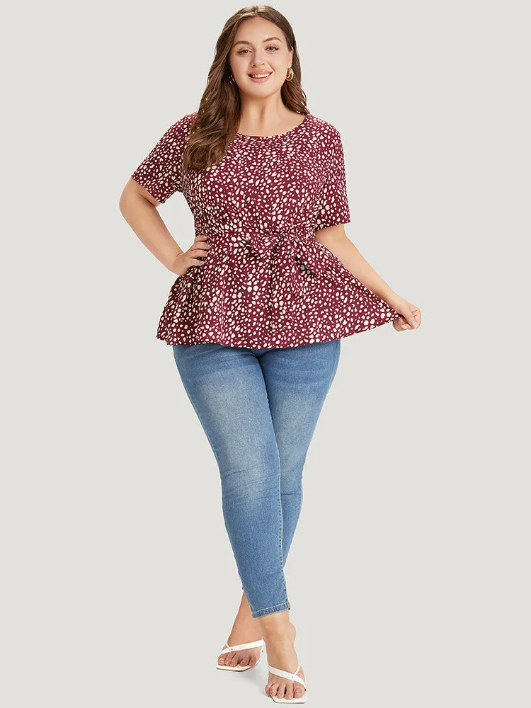 Leopard Knotted Flutter Hem Crew Neck Blouse sold by Bloomchic product image thumbnail 4