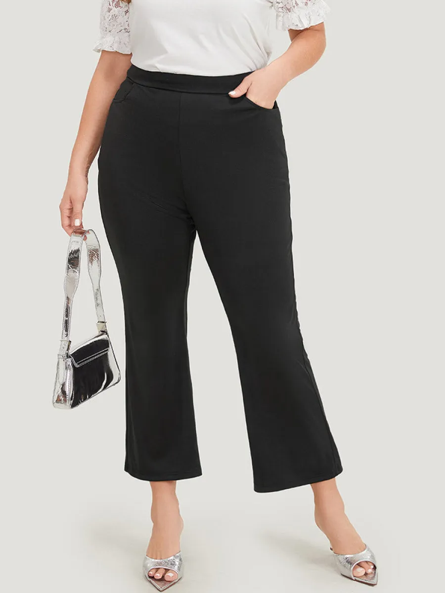 Solid Elastic Waist Slant Pocket Bootcut Pants sold by Bloomchic