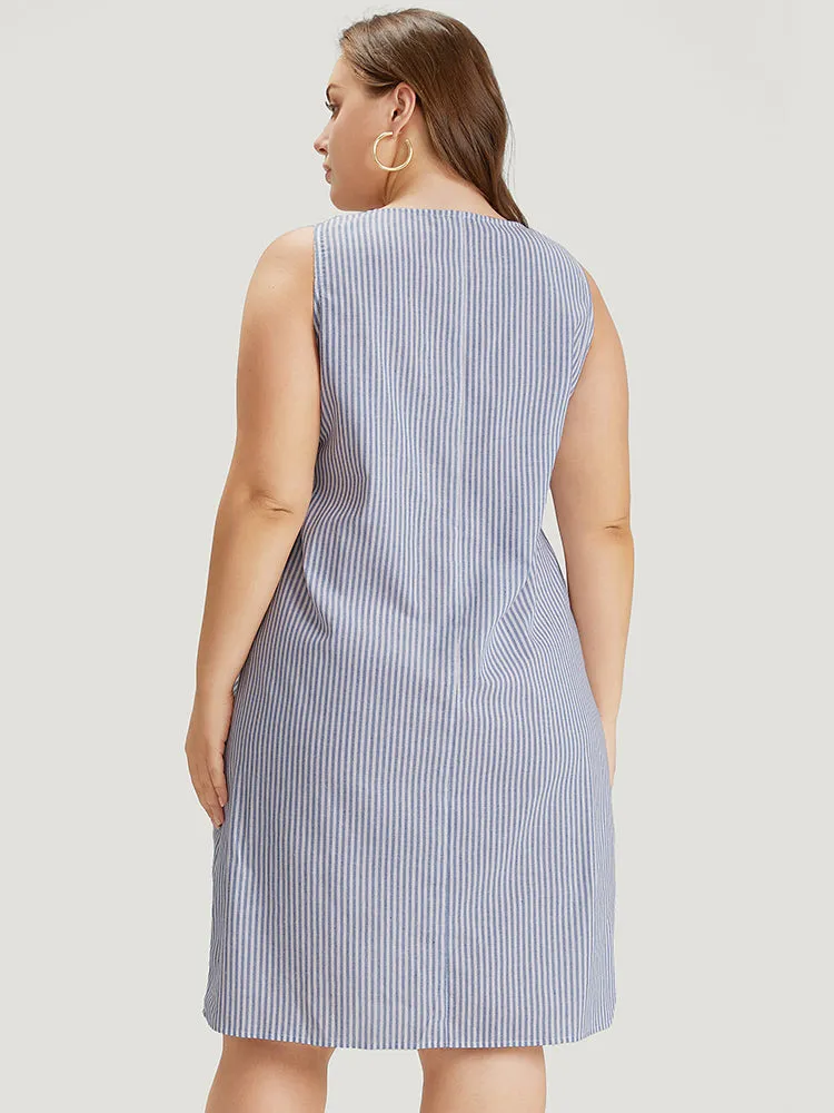 Striped Patched Pocket Adjustable Button Dress sold by Bloomchic product image thumbnail 2