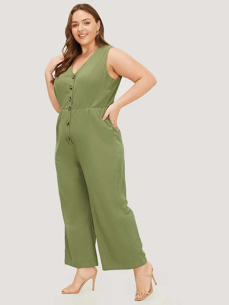 Plain Pocket Button Through Tank Jumpsuit sold by Bloomchic product image thumbnail 5