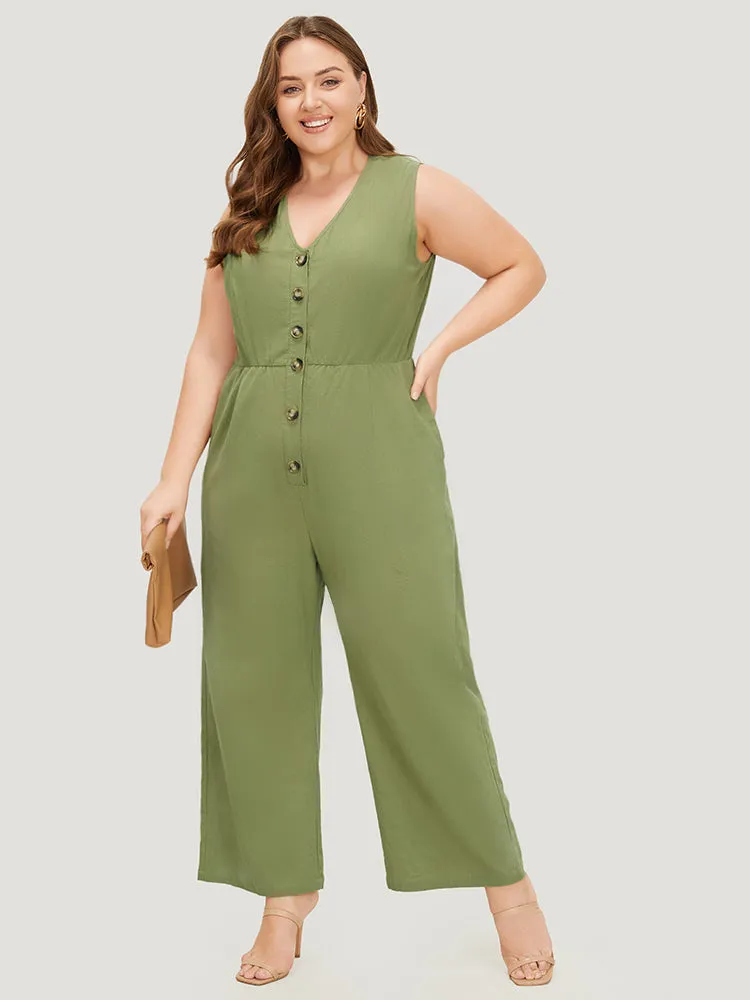 Plain Pocket Button Through Tank Jumpsuit sold by Bloomchic product image thumbnail 2