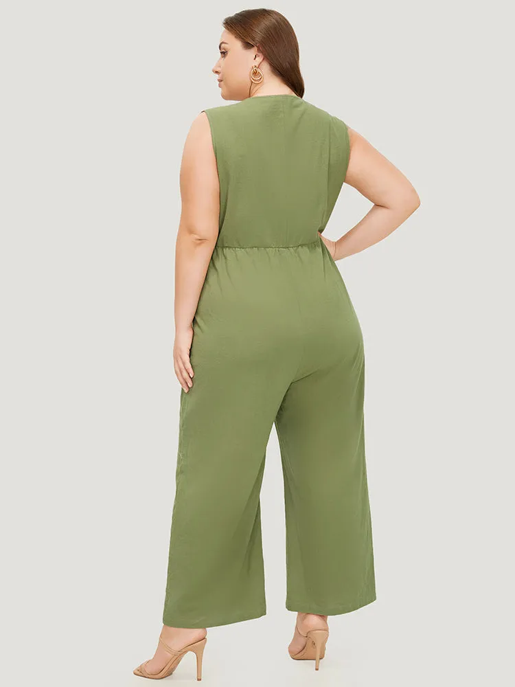 Plain Pocket Button Through Tank Jumpsuit sold by Bloomchic product image thumbnail 3