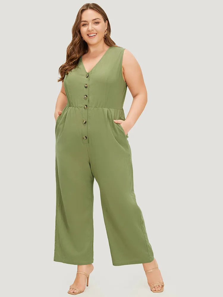 Plain Pocket Button Through Tank Jumpsuit sold by Bloomchic product image thumbnail 4