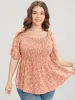 Ditsy Floral Square Neck Lantern Sleeve Shirred Blouse sold by Bloomchic