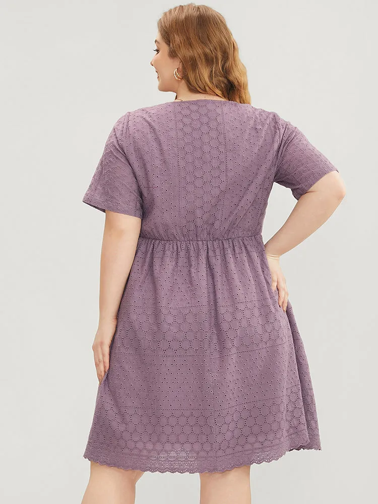 Solid Broderie Anglaise Tassels Pocket Ruffle Hem Dress sold by Bloomchic product image thumbnail 4