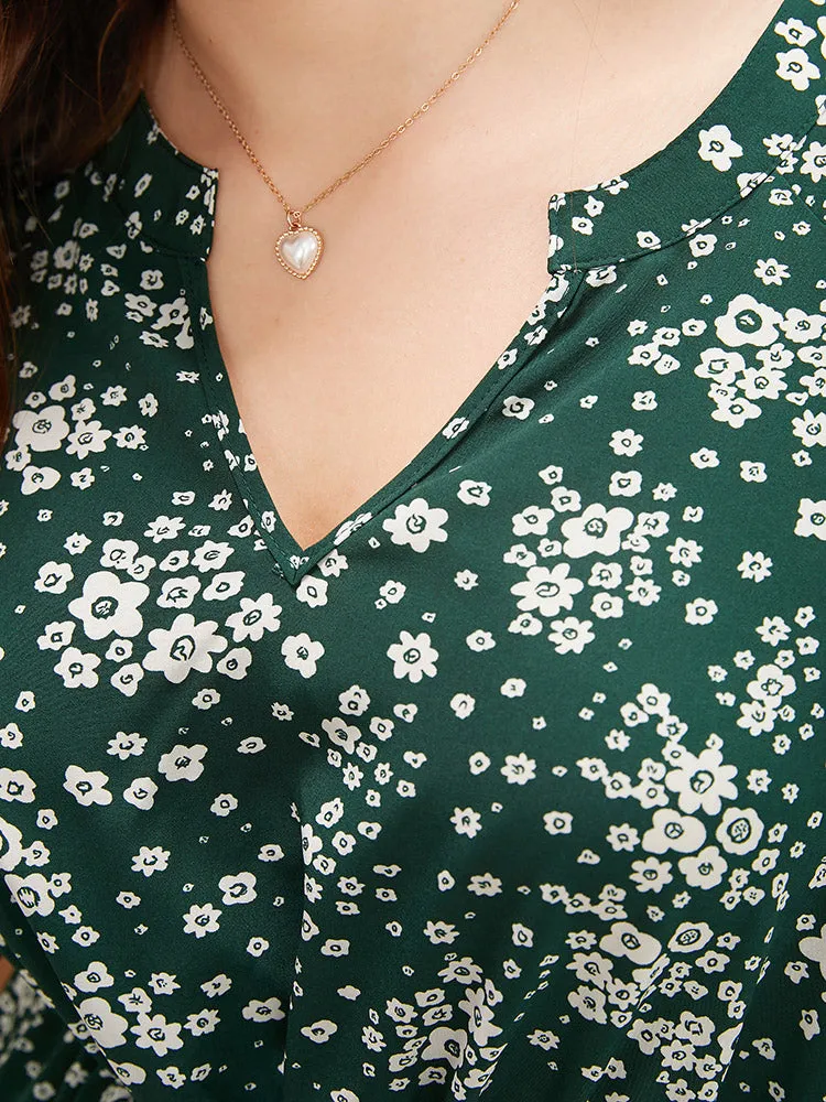 Floral Print Raglan Sleeve Pocket Drawstring Ruffles Dress sold by Bloomchic product image thumbnail 5