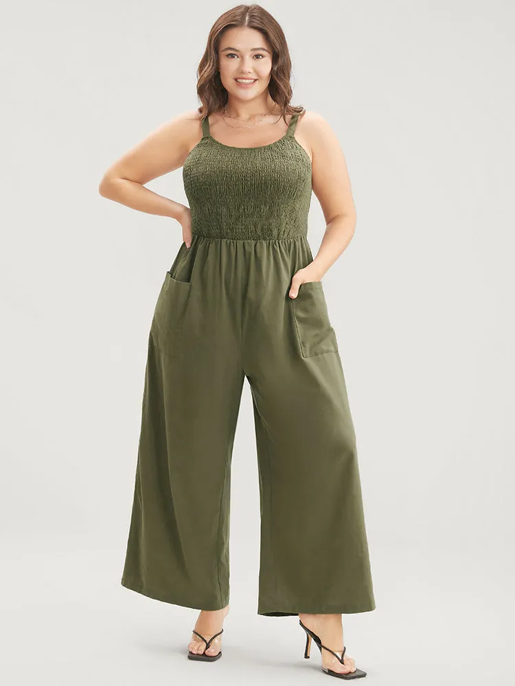 Solid Pocket Shirred Spaghetti Strap Jumpsuit sold by Bloomchic product image thumbnail 2