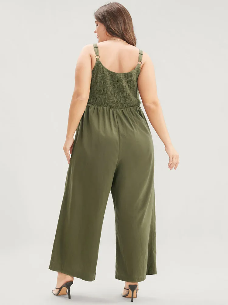 Solid Pocket Shirred Spaghetti Strap Jumpsuit sold by Bloomchic product image thumbnail 4