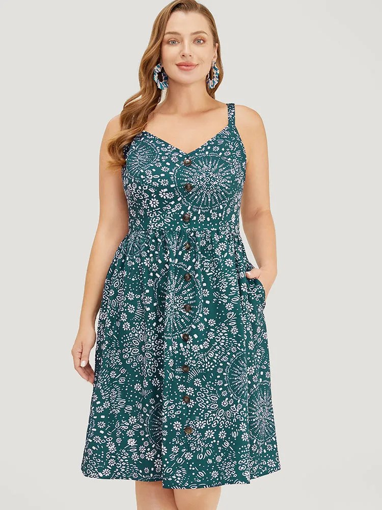 Moroccan Print Pocket Button Detail Cami Dress sold by Bloomchic product image thumbnail 4