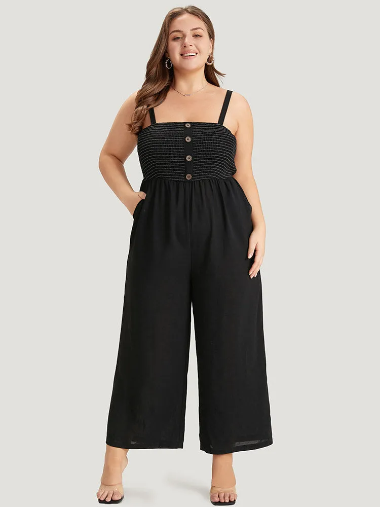 Striped Patchwork Pocket Button Detail Shirred Cami Jumpsuit sold by Bloomchic product image thumbnail 2