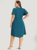 Solid Pleated Front Button Detail Notched Ruffle Sleeve Dress sold by Bloomchic