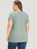 Solid Broderie Anglaise Dolman Sleeve Button Detail T-shirt sold by Bloomchic