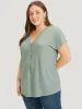 Solid Broderie Anglaise Dolman Sleeve Button Detail T-shirt sold by Bloomchic
