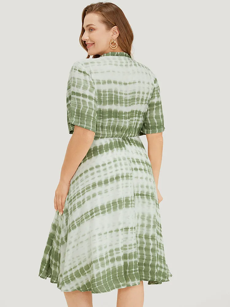 Tie Dye Surplice Neck Pocket Frill Trim Dress sold by Bloomchic product image thumbnail 4