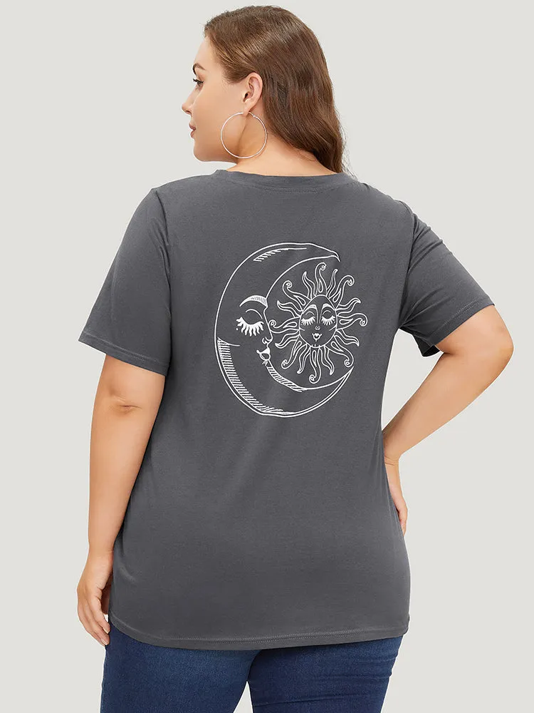 Sun & Moon Print Graphic Round Neck T-shirt sold by Bloomchic product image thumbnail 3