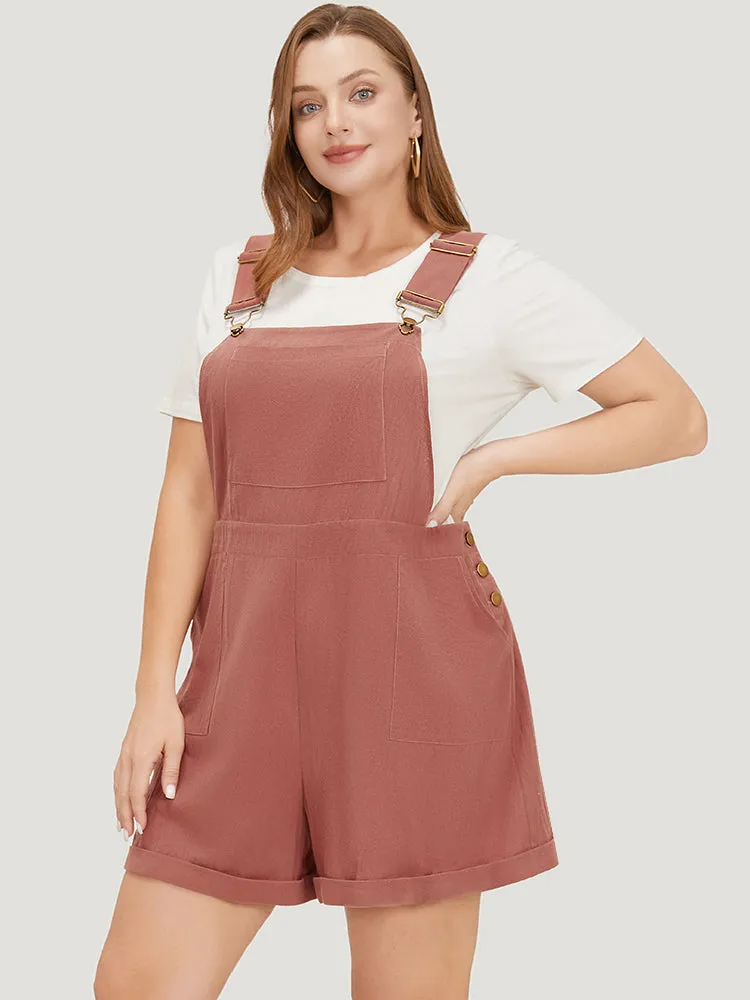 Plain Pocket Button Side Overall Jumpsuit sold by Bloomchic