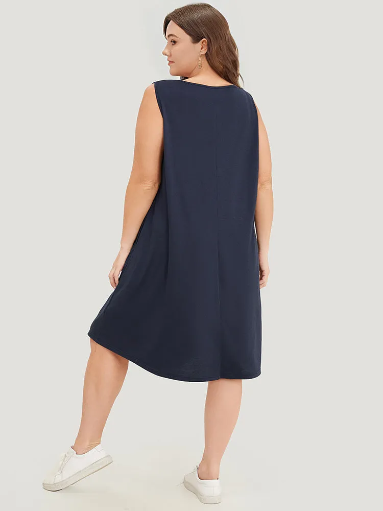 Geometric Embroidered Gathered Pocket Tank Dress sold by Bloomchic product image thumbnail 5