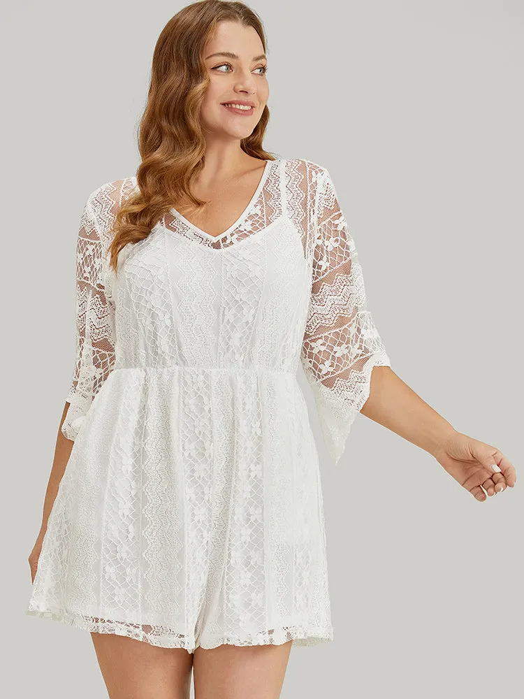 Contrast Lace Pocket V Neck Romper sold by Bloomchic product image thumbnail 3