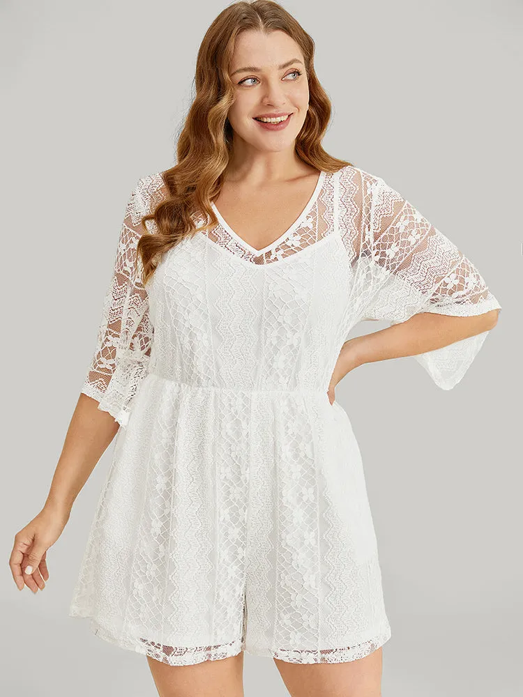 Contrast Lace Pocket V Neck Romper sold by Bloomchic product image thumbnail 2