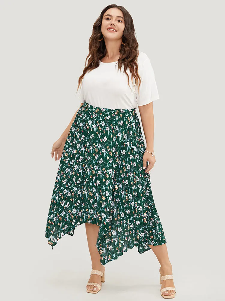 Ditsy Floral Pleated Hanky Hem Skirt sold by Bloomchic product image thumbnail 3