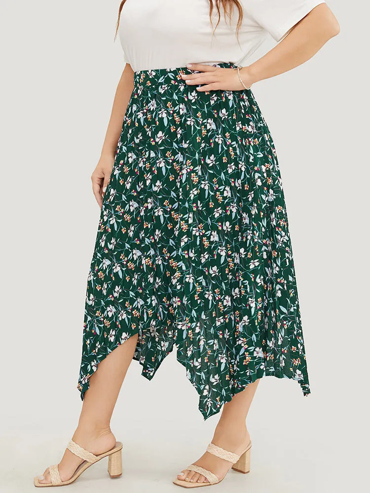 Ditsy Floral Pleated Hanky Hem Skirt sold by Bloomchic product image thumbnail 4