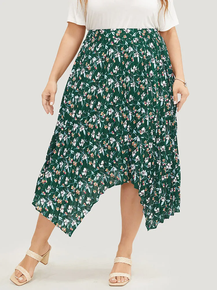 Ditsy Floral Pleated Hanky Hem Skirt sold by Bloomchic product image thumbnail 2