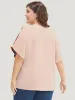 Geometric Contrast Batwing Sleeve Button Detail Wrap Blouse sold by Bloomchic