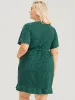 Leopard Wrap Pocket Ruffle Trim Knot Side Dress sold by Bloomchic
