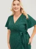 Leopard Wrap Pocket Ruffle Trim Knot Side Dress sold by Bloomchic