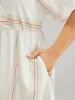 Striped Contrast Flutter Hem Dolman Sleeve Pocket Split Wrap Dress sold by Bloomchic