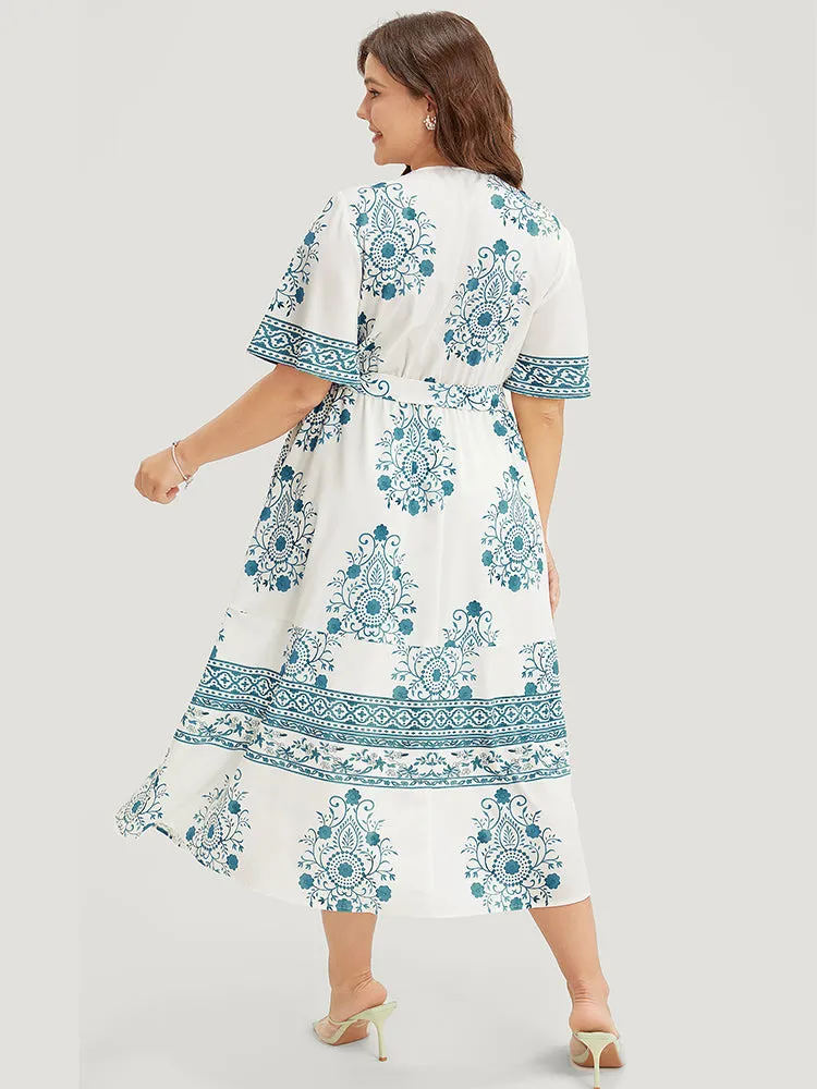 Bandana Print Ruffle Sleeve Pocket Belted Midi Dress sold by Bloomchic product image thumbnail 3