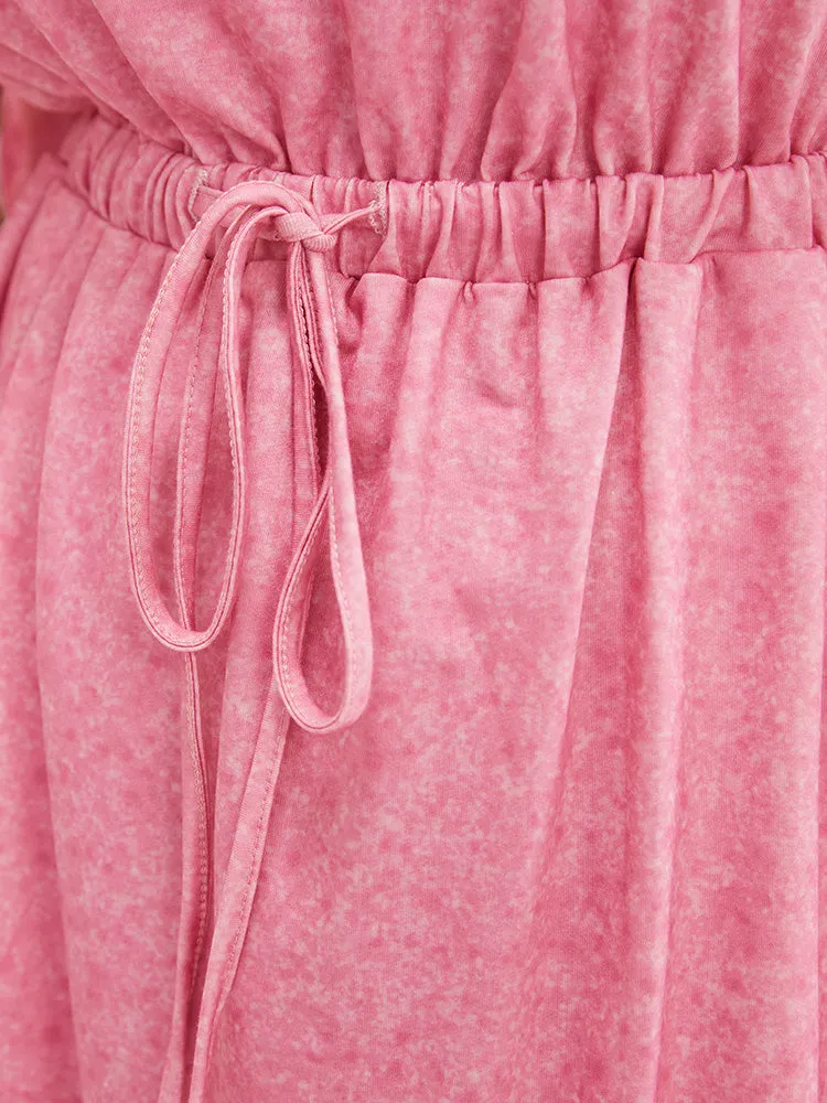 Plain Round Neck Pocket Heather Drawstring Dress sold by Bloomchic product image thumbnail 5