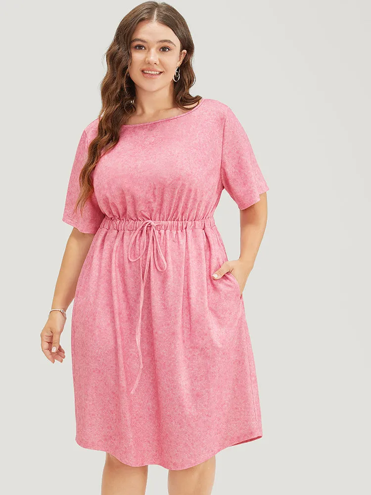 Plain Round Neck Pocket Heather Drawstring Dress sold by Bloomchic product image thumbnail 2