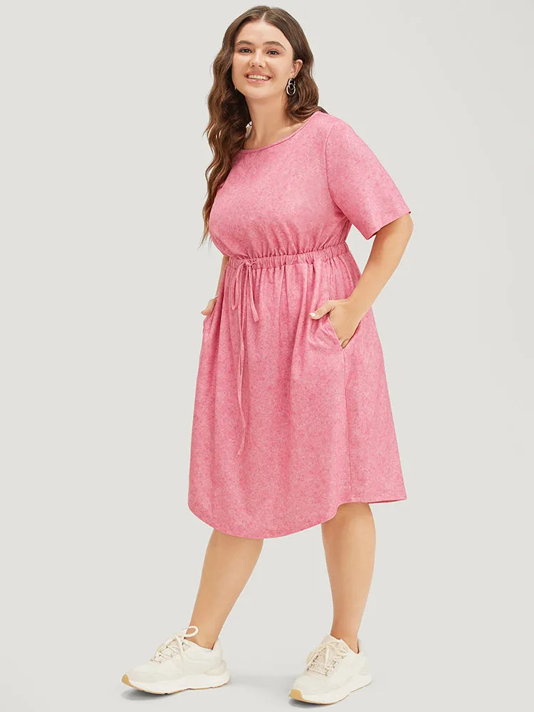 Plain Round Neck Pocket Heather Drawstring Dress sold by Bloomchic product image thumbnail 4