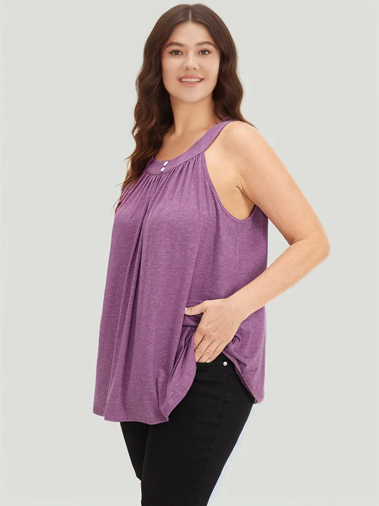 Halter Gathered Button Detail Arc Hem Cami Top sold by Bloomchic product image thumbnail 3