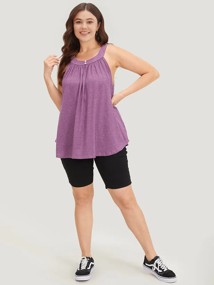 Halter Gathered Button Detail Arc Hem Cami Top sold by Bloomchic product image thumbnail 4