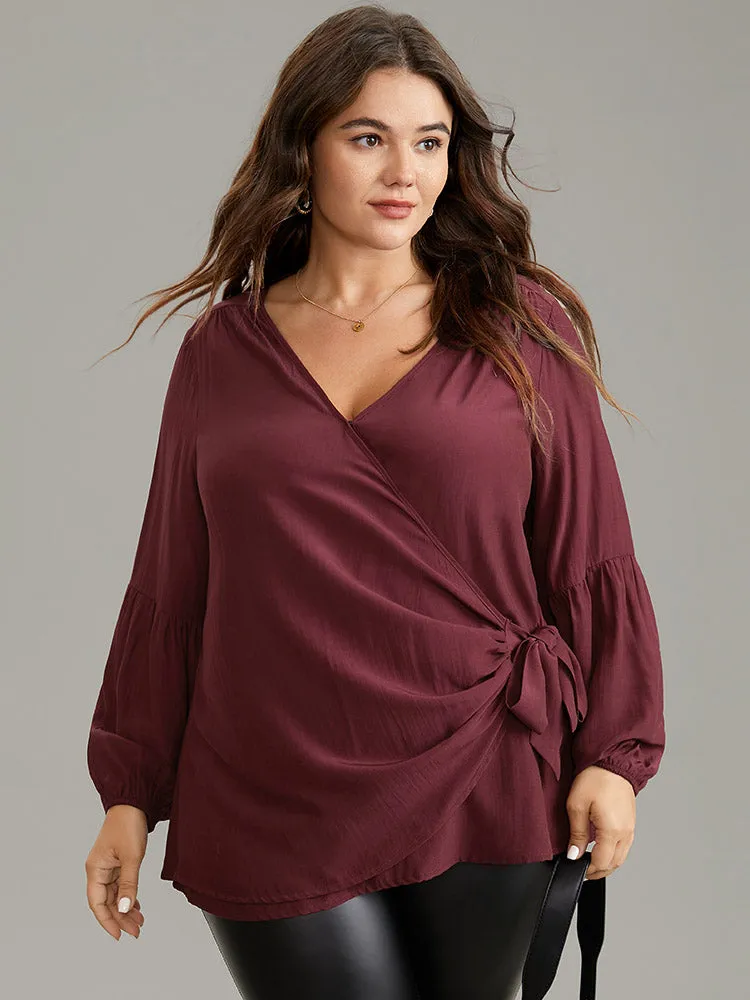 Supersoft Essentials Solid Wrap Gathered Ties Blouse sold by Bloomchic product image thumbnail 3