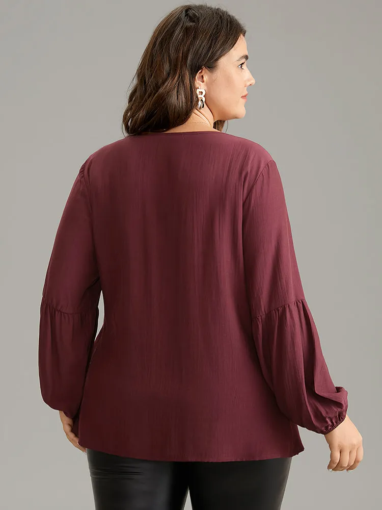 Supersoft Essentials Solid Wrap Gathered Ties Blouse sold by Bloomchic product image thumbnail 2