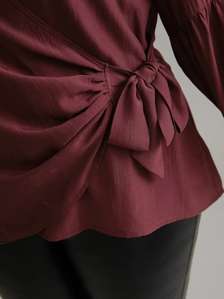 Supersoft Essentials Solid Wrap Gathered Ties Blouse sold by Bloomchic product image thumbnail 5