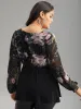 Floral Print Patchwork Elastic Waist Lantern Sleeve Blouse sold by Bloomchic