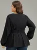 Cotton Solid Metal Detail Lantern Sleeve Blouse sold by Bloomchic