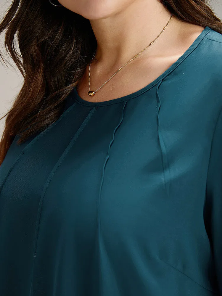 Anti-Wrinkle Solid Pleated Puff Sleeve Button Up Blouse sold by Bloomchic product image thumbnail 5