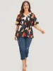 Colorblock Surplice Neck Ruffle Elastic Waist Blouse sold by Bloomchic