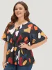 Colorblock Surplice Neck Ruffle Elastic Waist Blouse sold by Bloomchic