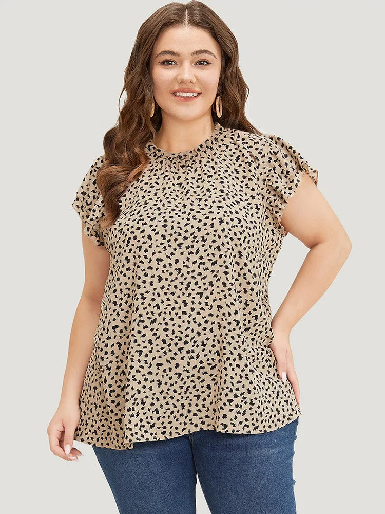 Allover Print Mock Neck Ruffle Layered Sleeve Blouse sold by Bloomchic product image thumbnail 3